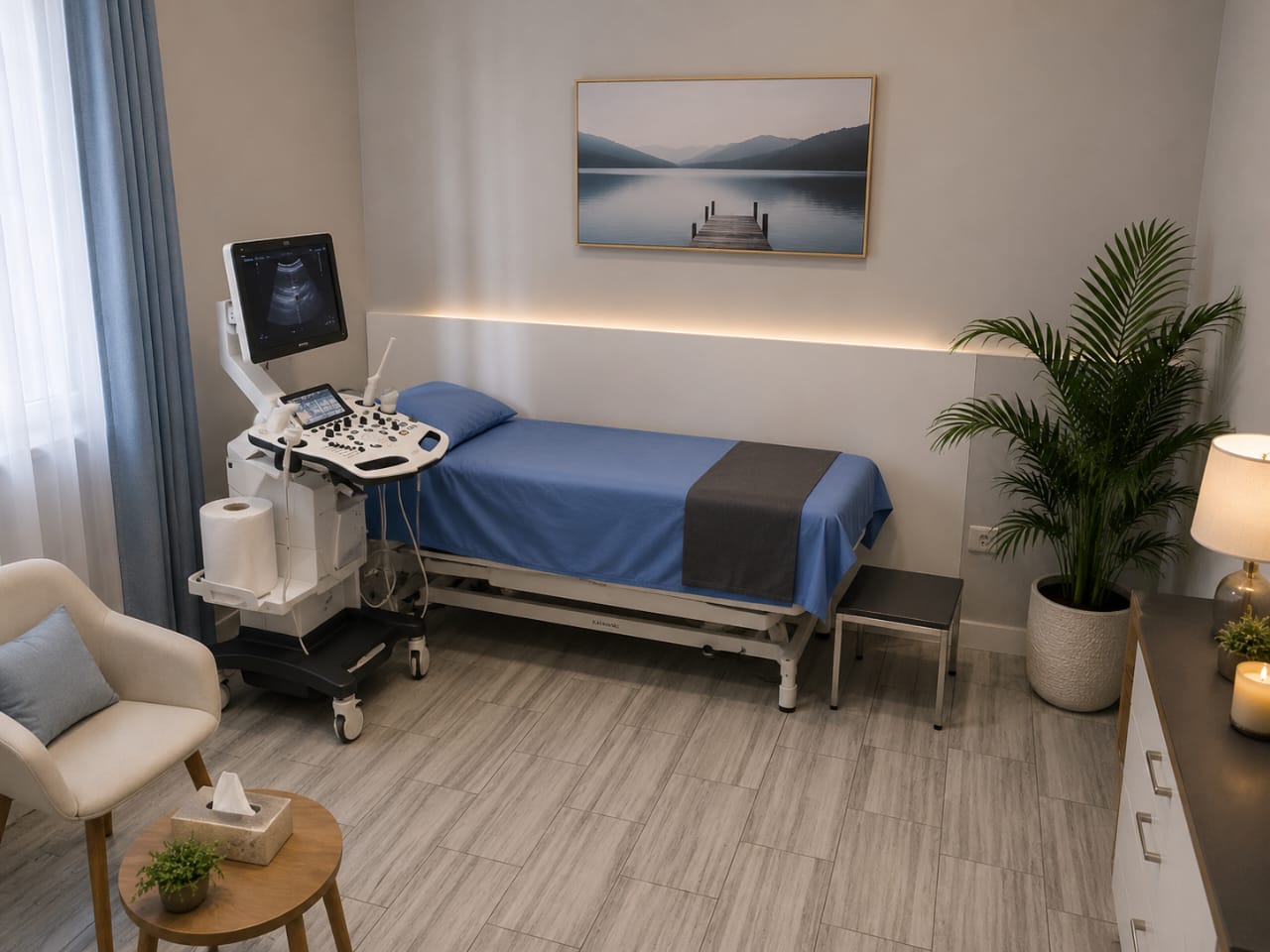 Ultrasound scan room at The Radiology Clinic